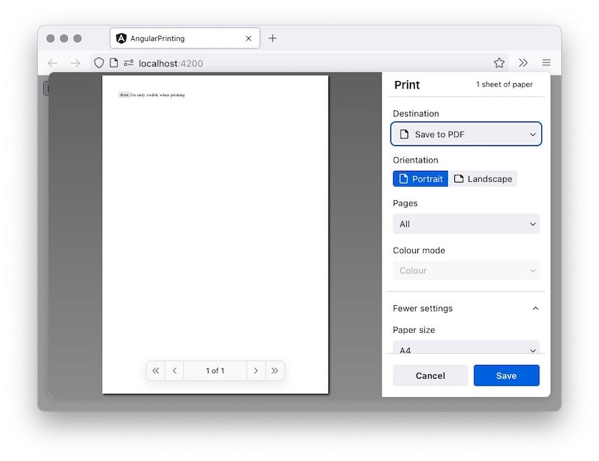 Screenshot of a printing dialog showing text only visible when printing