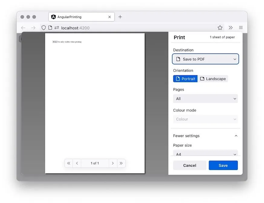 Screenshot of a printing dialog showing text only visible when printing